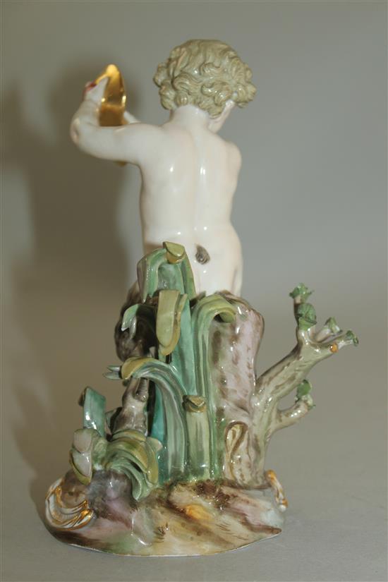 A Meissen figure of a satyr playing the cymbals, late 19th century, 16.5cm